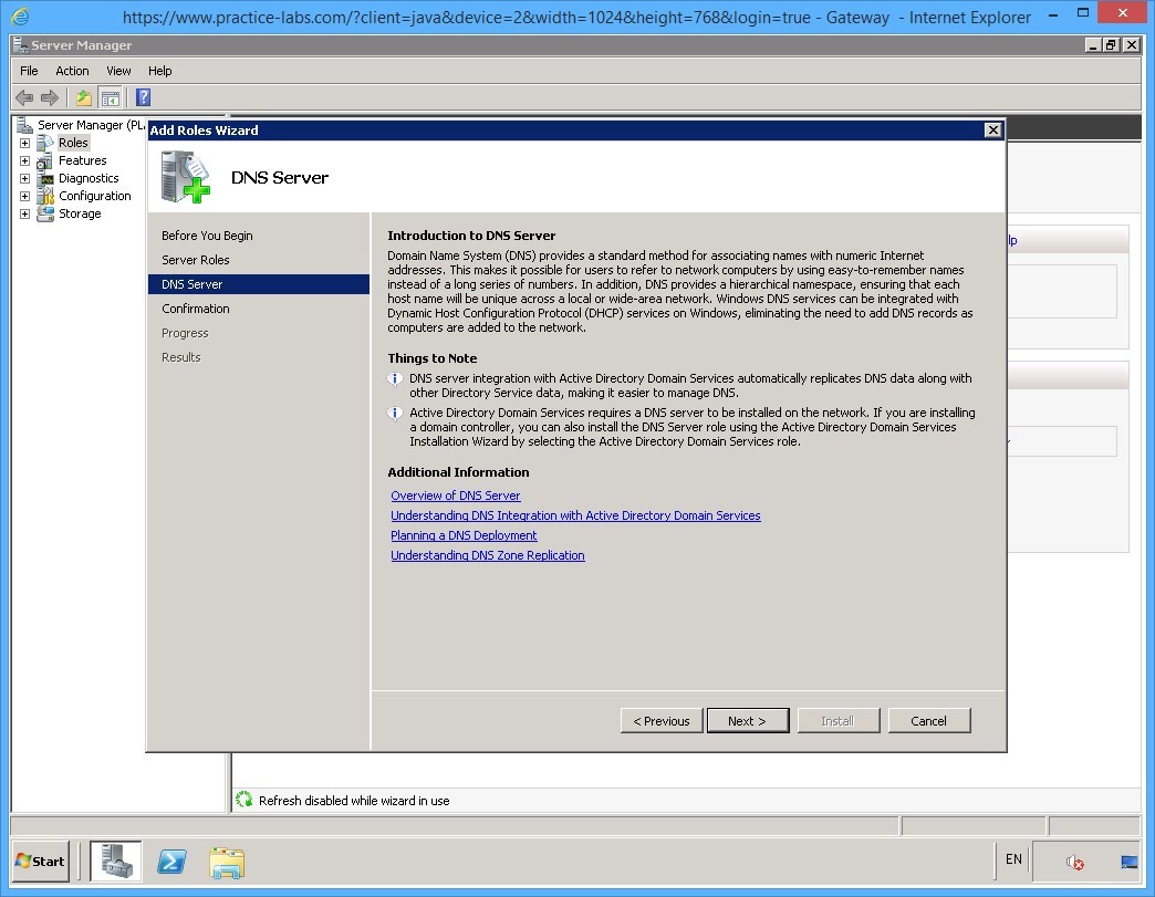 Practice Labs screenshot.